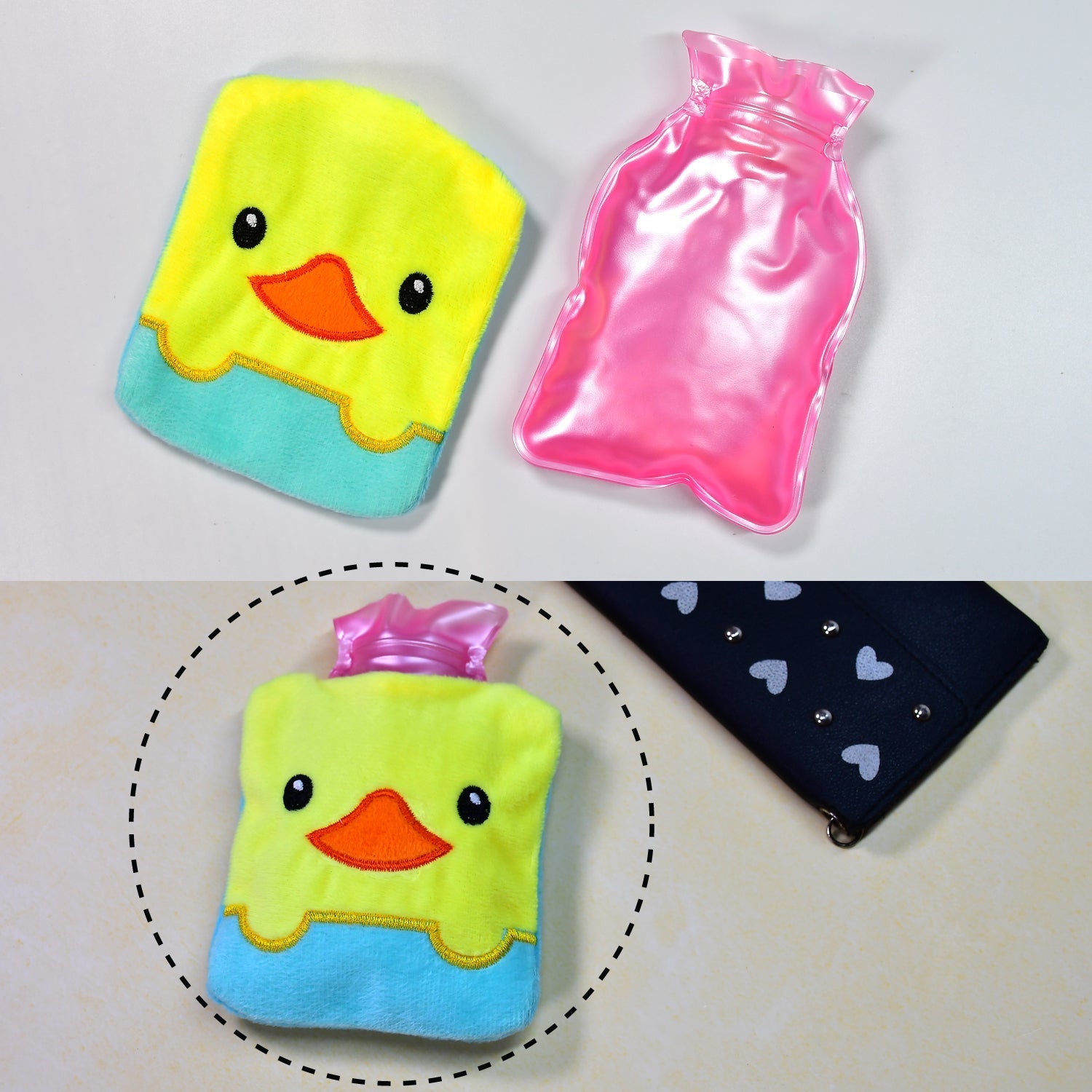 6524 Yellow Duck design small Hot Water Bag with Cover for Pain Relief, Neck, Shoulder Pain and Hand, Feet Warmer, Menstrual Cramps. 6524 Yellow Duck design small Hot Water Bag with Cover for Pain Relief, Neck, Shoulder Pain and Hand, Feet Warmer, Menstrual Cramps.